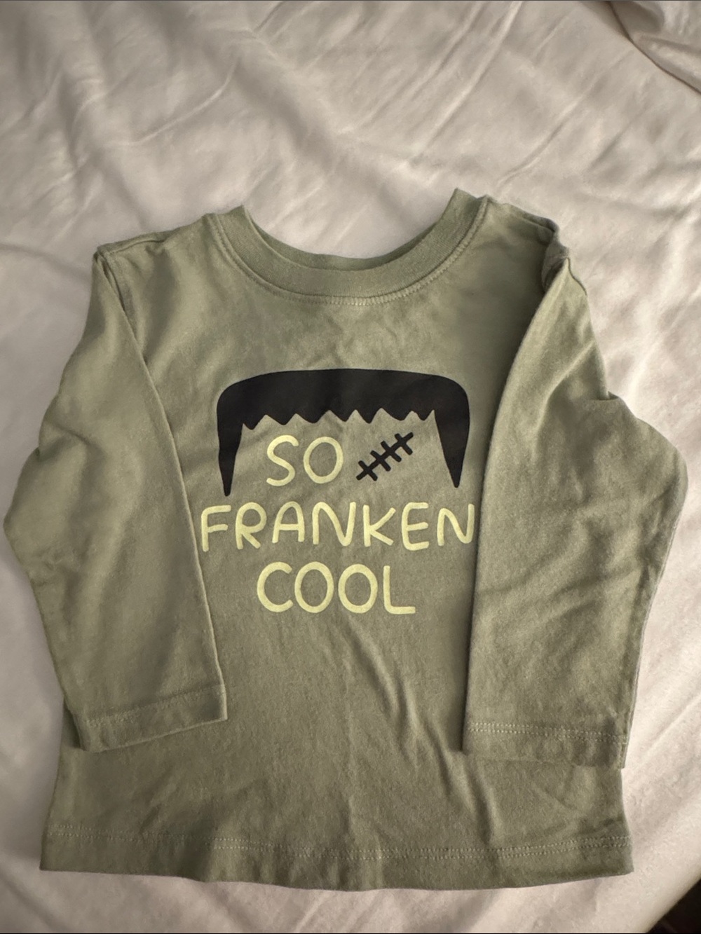 Cat & Jack Olive Green "So Franken Cool" Long Sleeve Tee